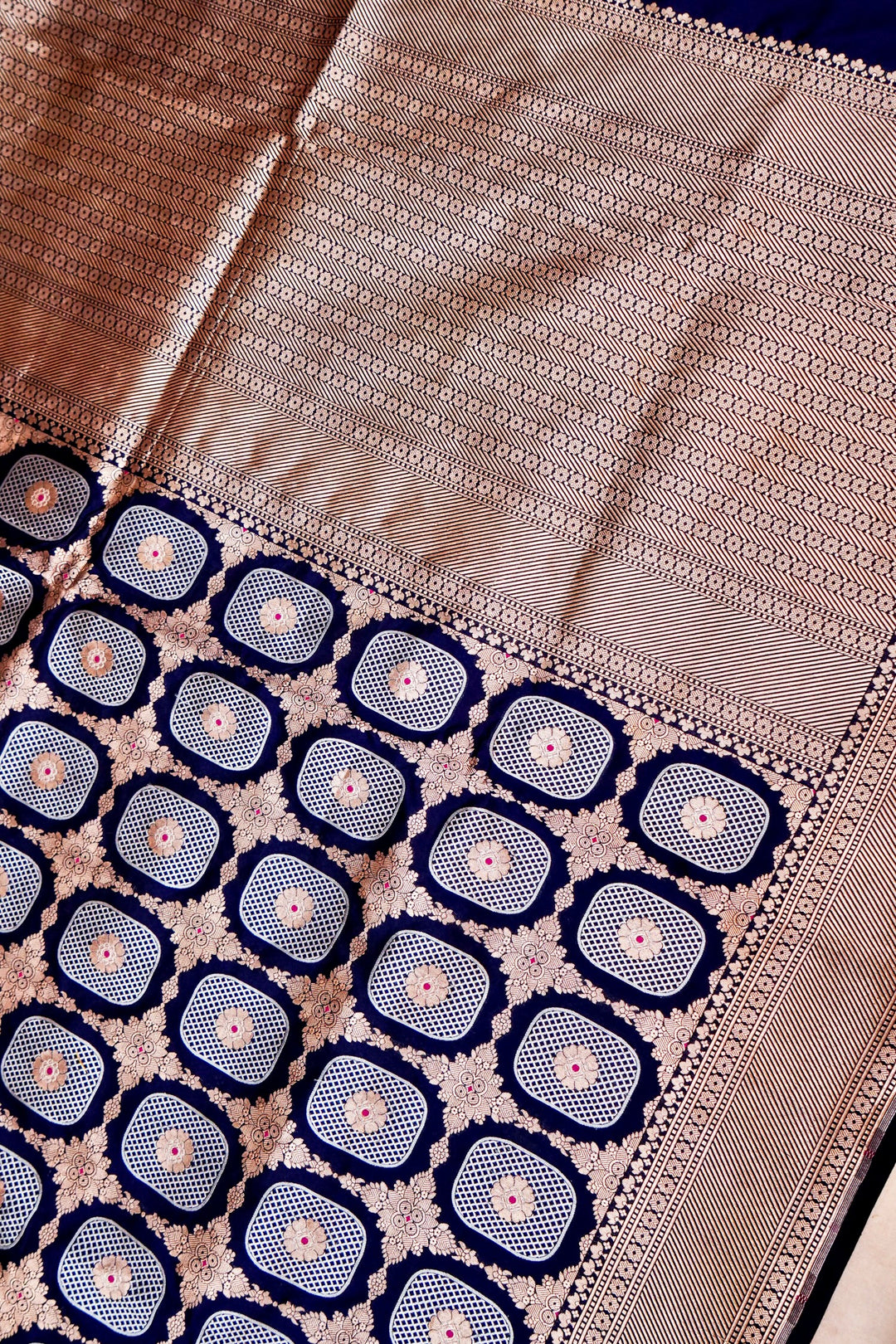 Elegant Black Banarasi Katan Silk Saree Handwoven Sona Rupa Zari Brocade Checks