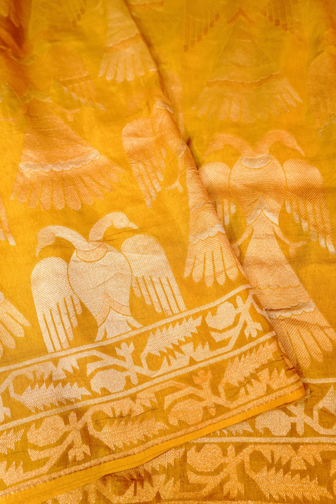 Radiant Mustard Yellow Haldi Nita Ambani Inspired Munga Crepe Saree