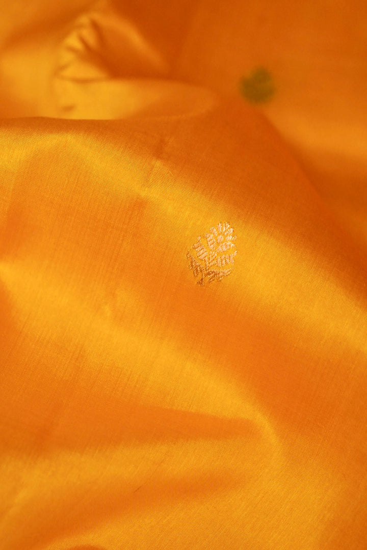 Sonaroopa Yellow Banarasi Pure Katan Silk Butidar Saree with Contrast Border and Pallu View 4