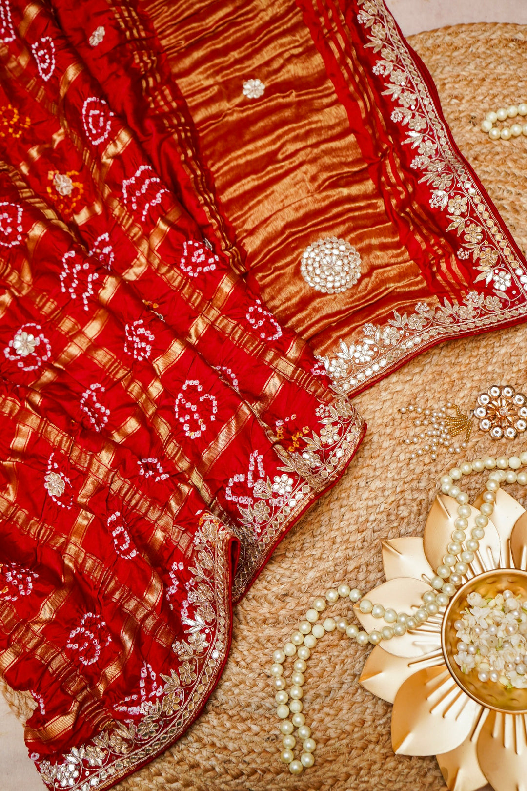 Laal Shringar Chunari Pure Modal Gajji Dupatta with Gota Hand Embroidery View 1