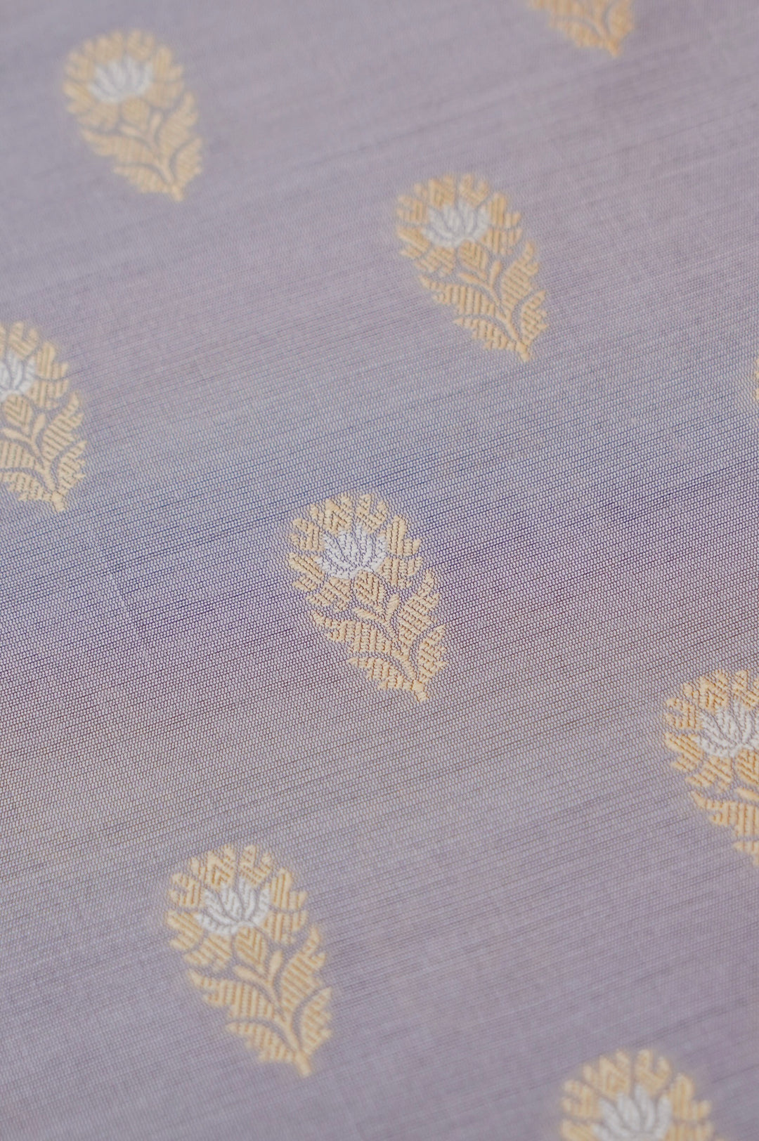 pastel mauve pure cotton silk mens kirta fabric with cream bottom view 4