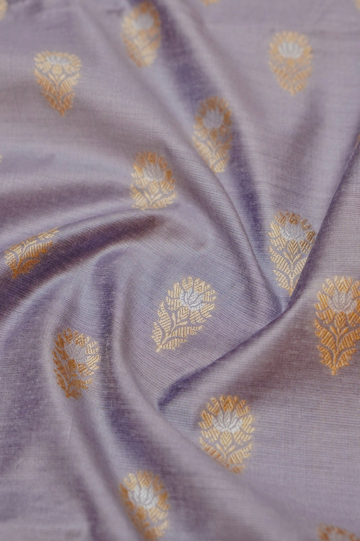 pastel mauve pure cotton silk mens kirta fabric with cream bottom view 2