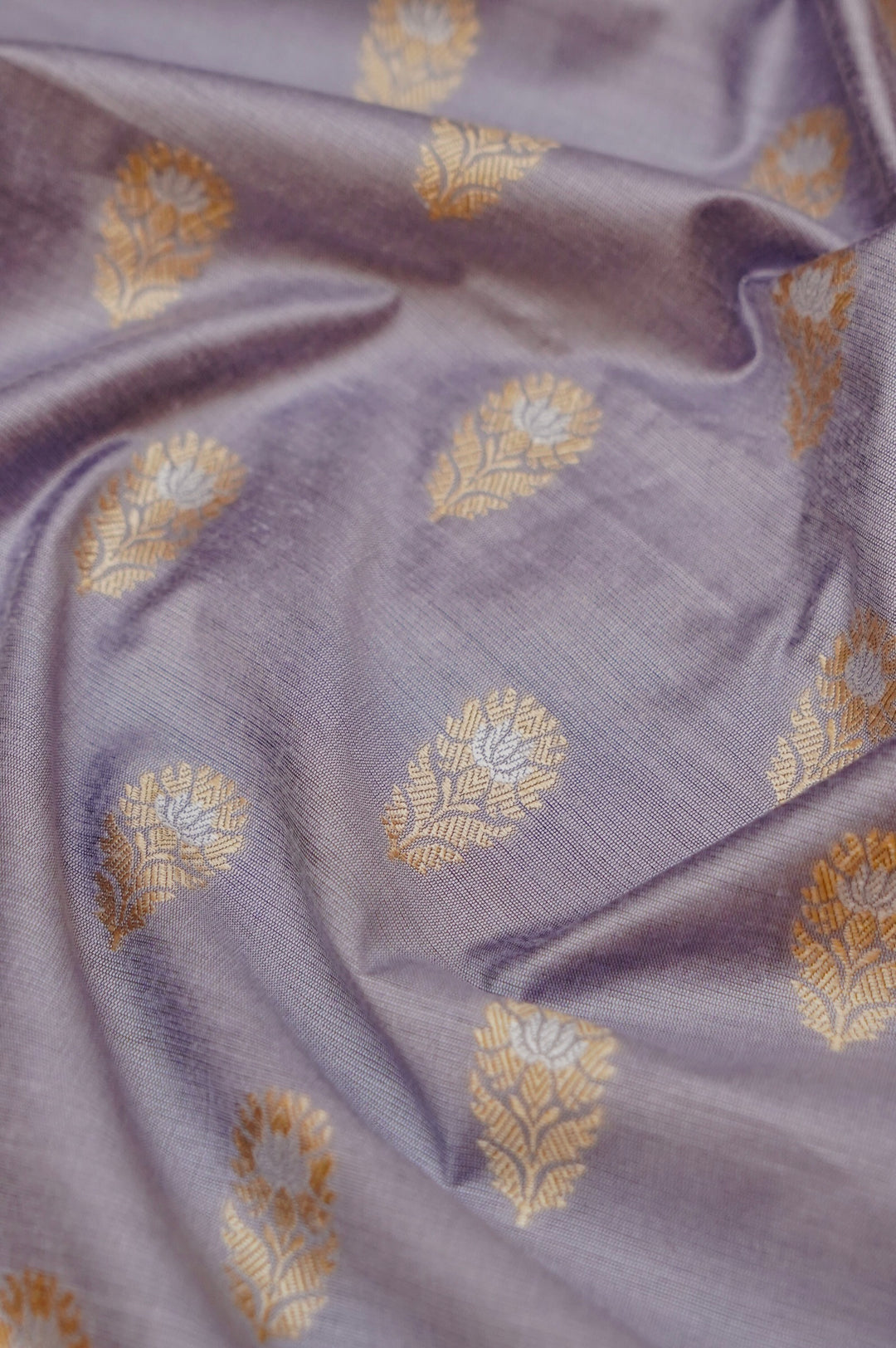 pastel mauve pure cotton silk mens kirta fabric with cream bottom view 3