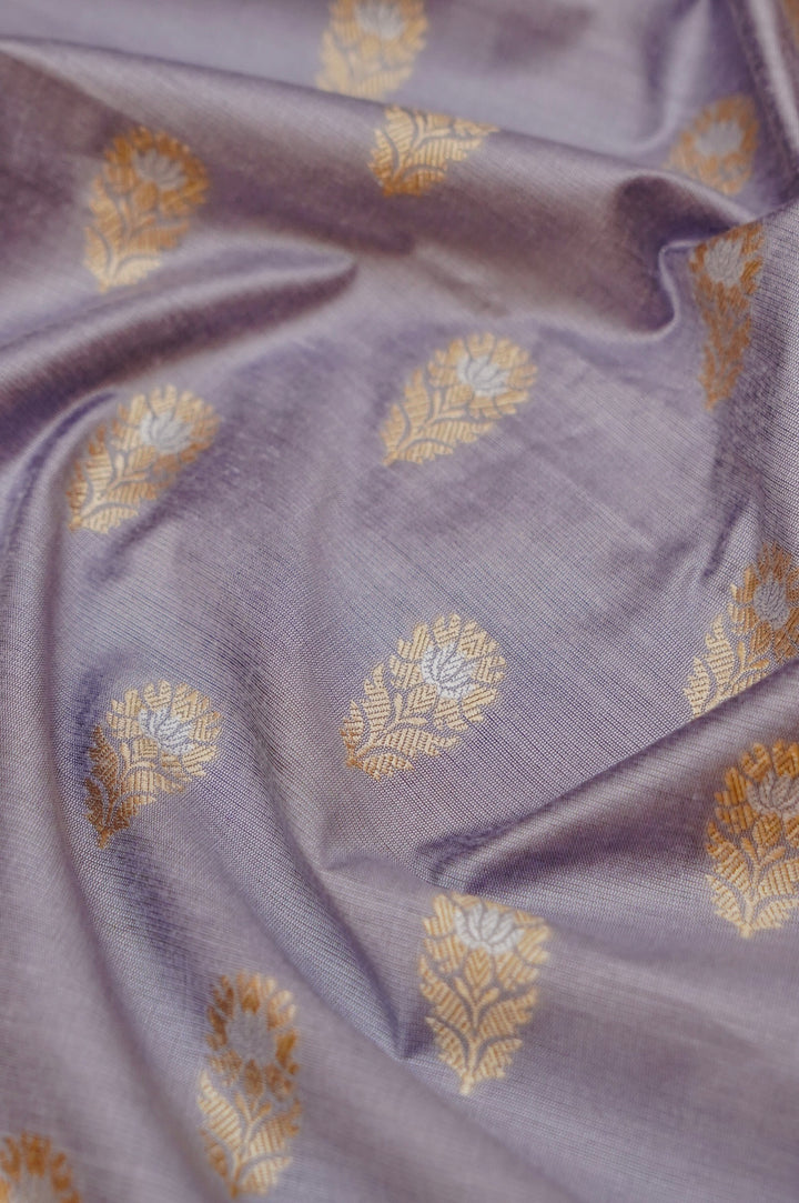 pastel mauve pure cotton silk mens kirta fabric with cream bottom view 3