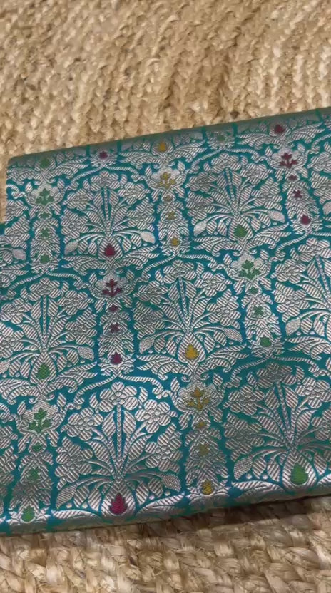 Light Green Banarasi Pure Katan Silk Saree with Intricate Meenakari Weaving