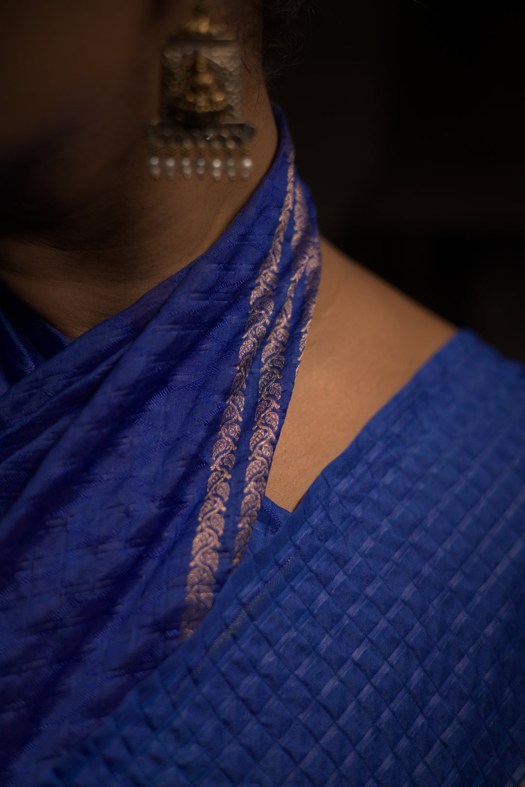 Royal Blue Crush Pure Katan Silk Banarasi Butidar Saree