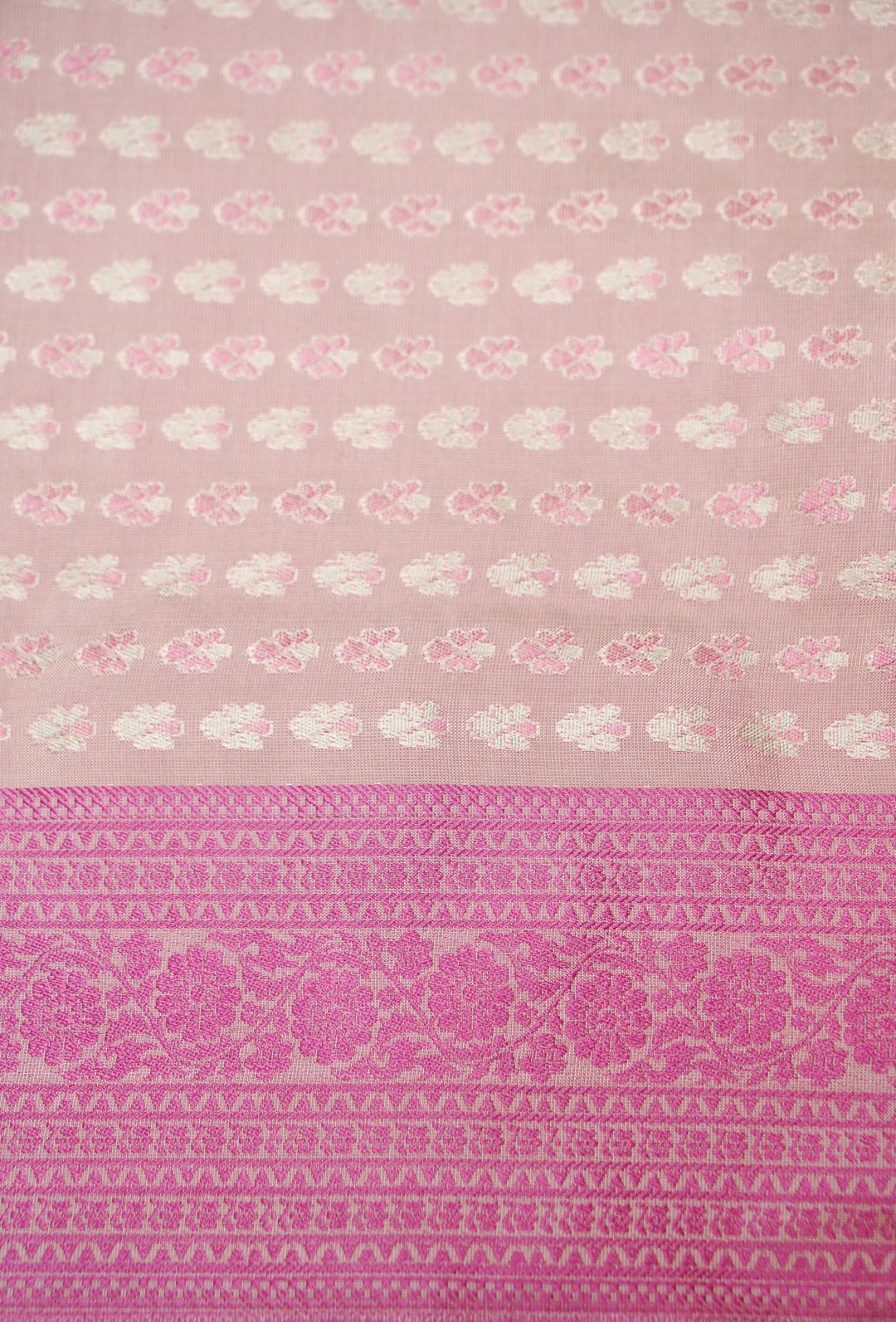 Cream Handwoven Banarasi Pure Tanchoi Silk Saree with Resham Weaving