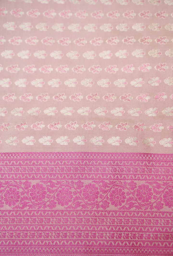 Cream Handwoven Banarasi Pure Tanchoi Silk Saree with Resham Weaving