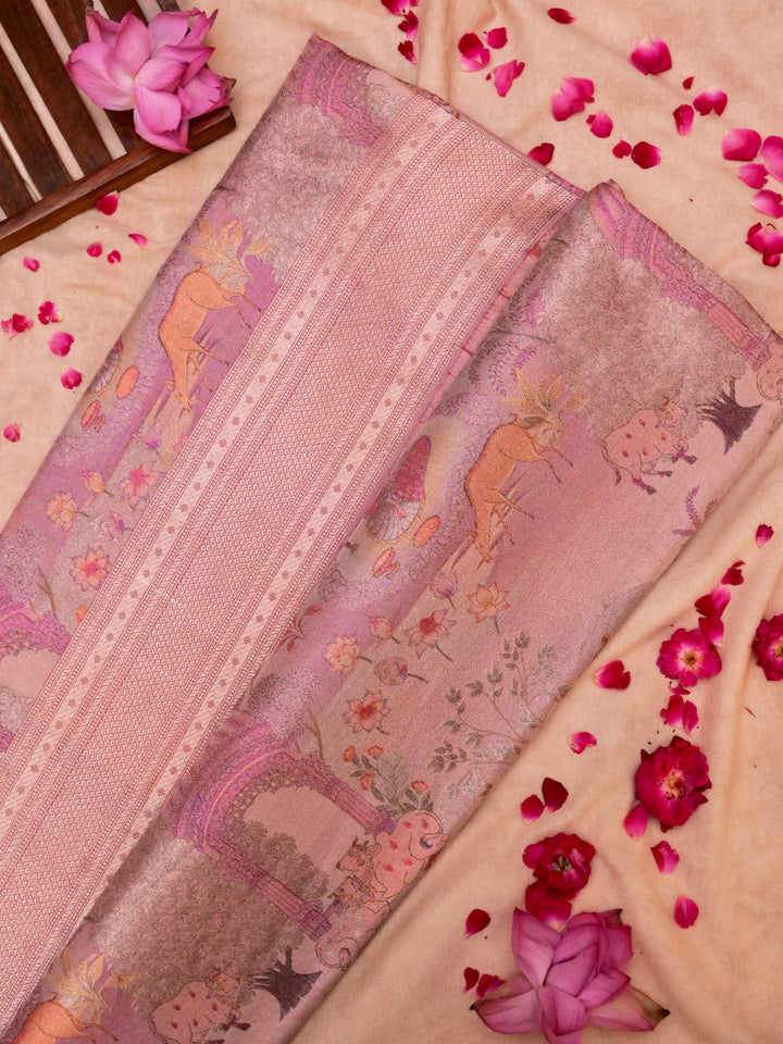 Handloom Katan by Tissue Pichwai Woven Handcrafted Saree