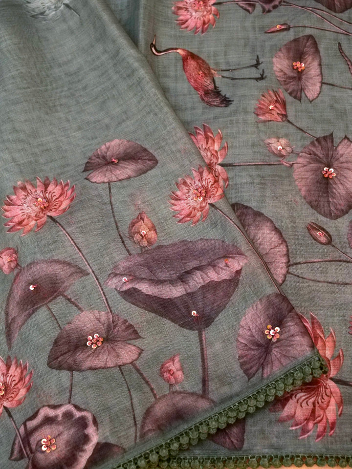 One Saree for Every Day of Summer-Floral Printed Cotton Saree
