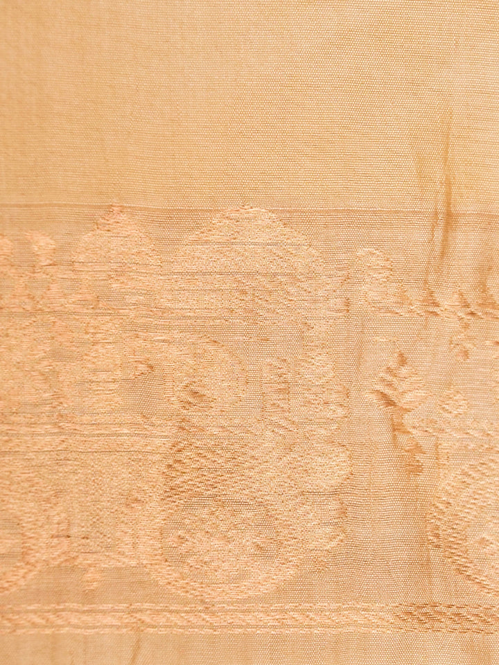 Cream White Pure Silk Saree with Kadwa Soonaroopa Satin Border