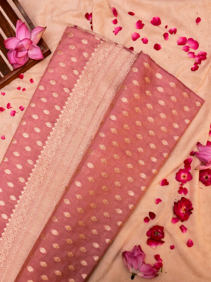 Raw Pink Handloom Saree with Khadwa Woven
