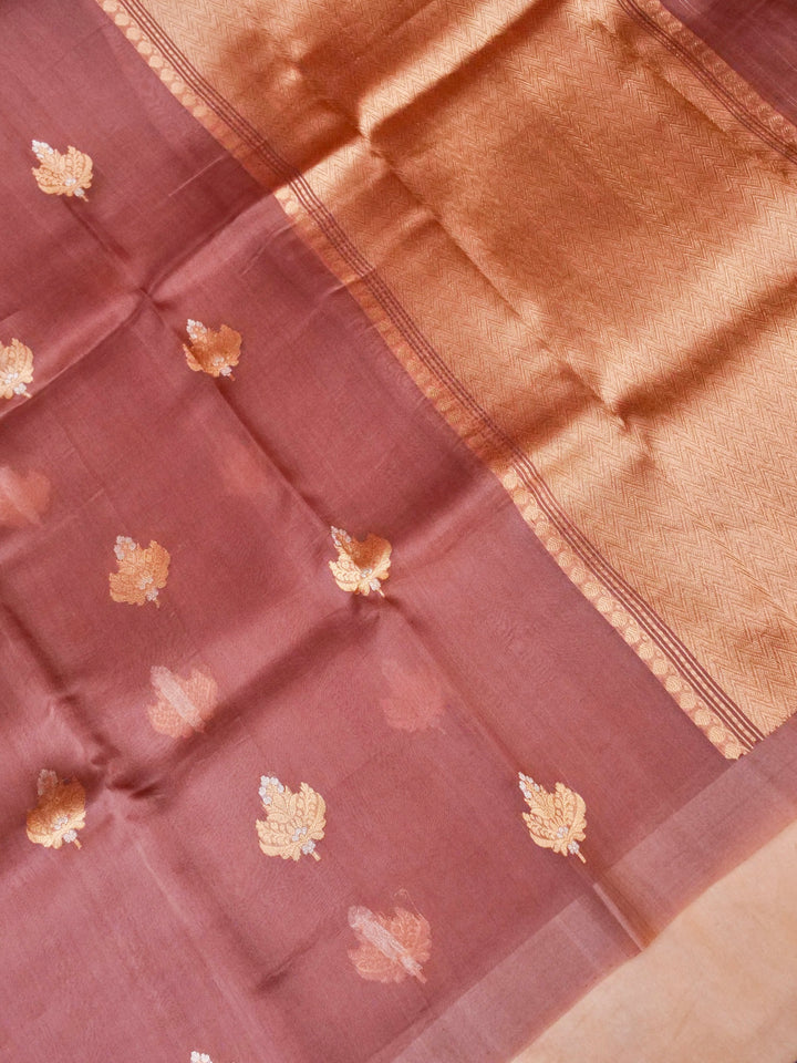 Handwoven Banarasi Organza Kora Khadwa Woven Saree