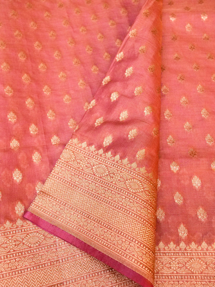 Raw Pink Handloom Saree with Khadwa Woven