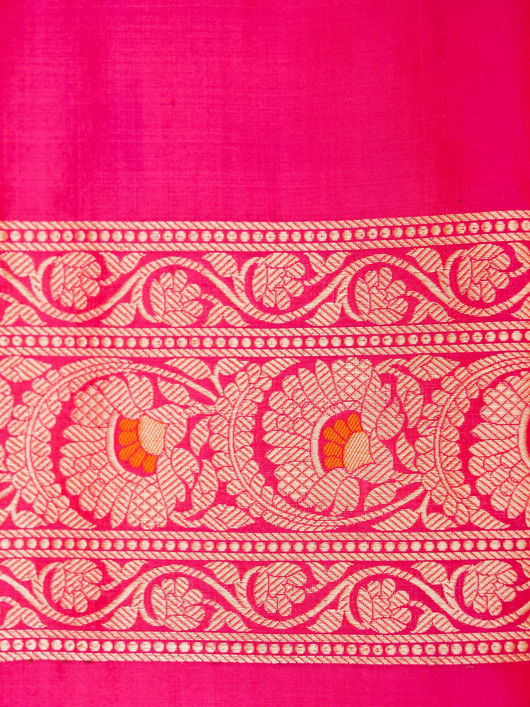 Pure Handloom Banarasi Hot Pink Meenakari Floral Jaal Katan Silk Saree