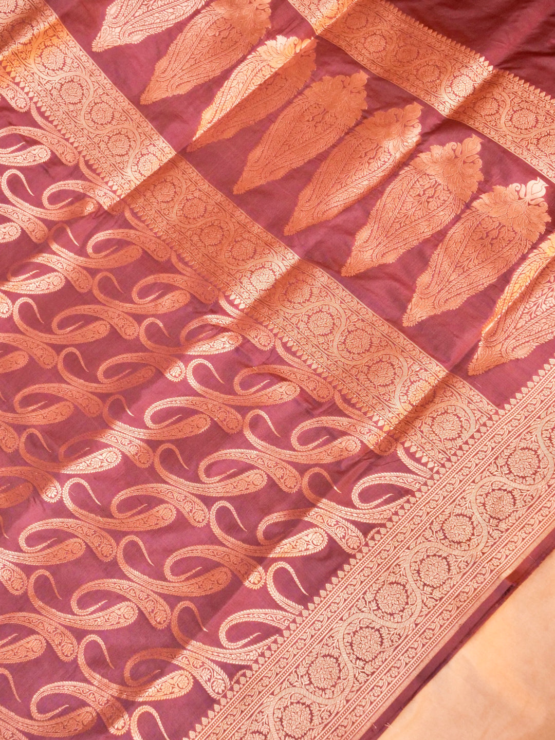 Pure Handloom Banarasi Lavender Paisley Katan Silk Saree