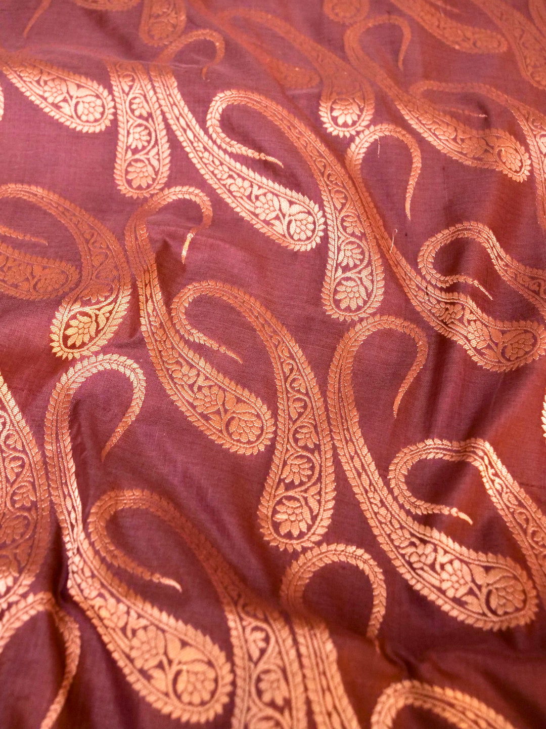 Pure Handloom Banarasi Lavender Paisley Katan Silk Saree