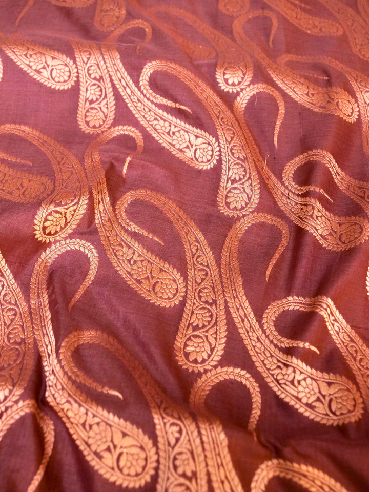 Pure Handloom Banarasi Lavender Paisley Katan Silk Saree