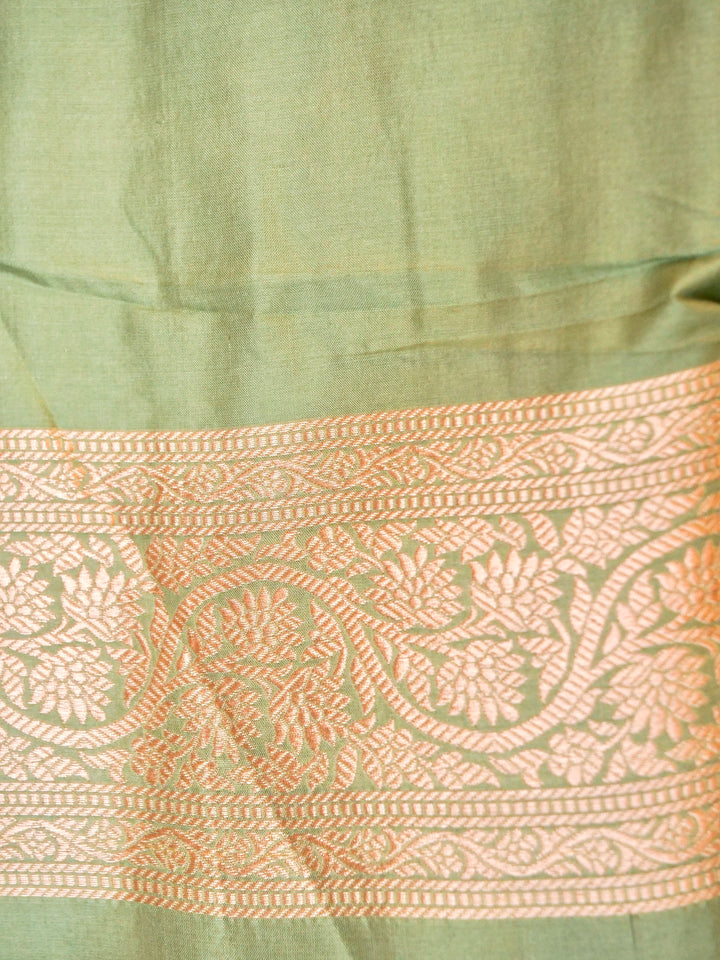 Pure Handloom Banarasi Mint Green Meenakari Floral Jaal Katan Silk Saree