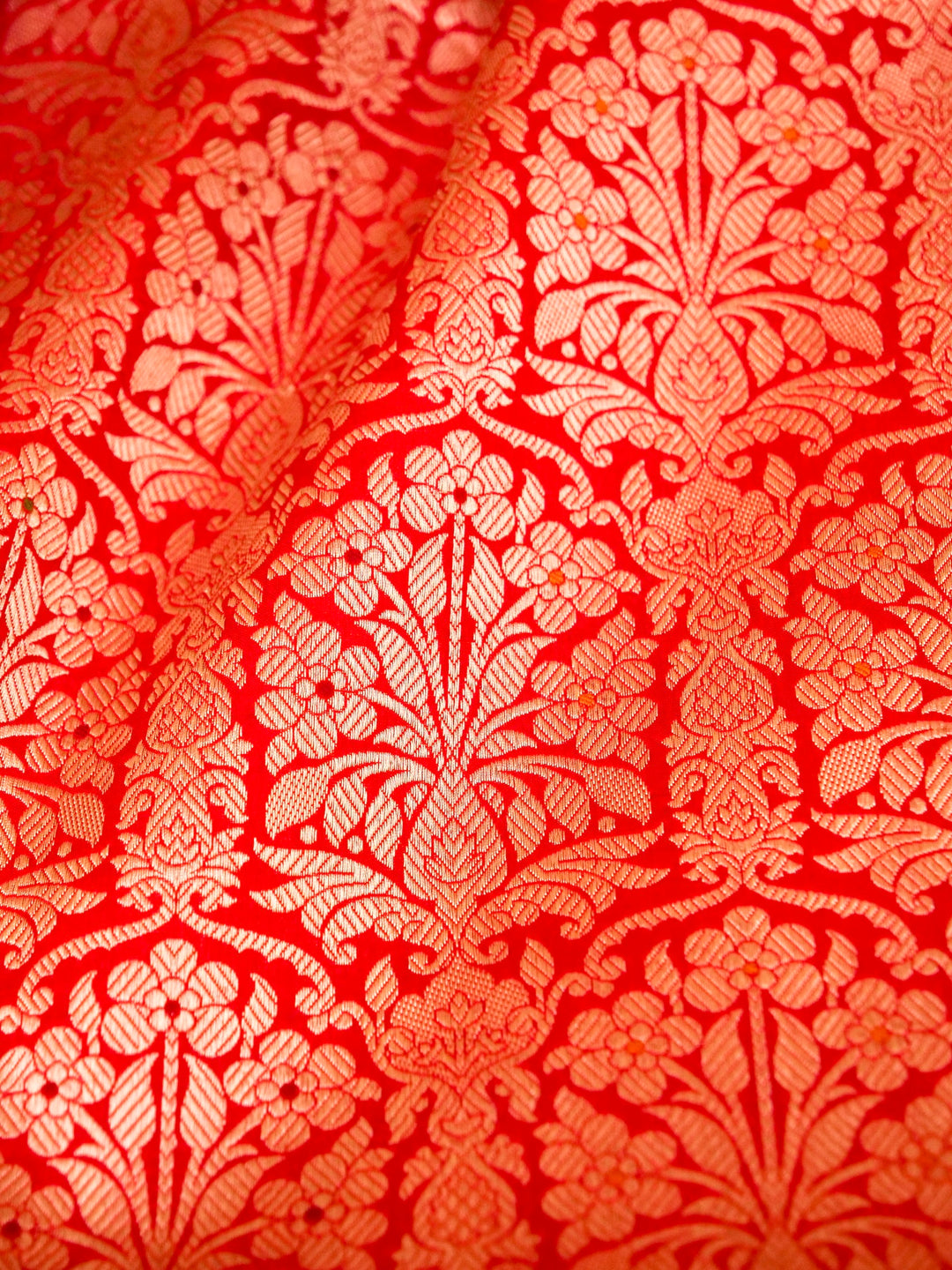 Pure Handloom Banarasi Red Meenakari Jaal Katan Silk Saree