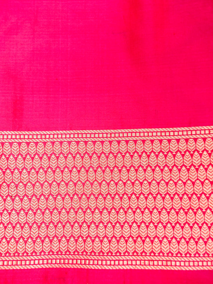 Pure Handloom Banarasi Rani Pink Meenakari Kadwa Boota Katan Silk Saree