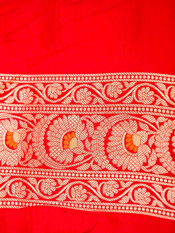 Handloom Banarasi Rich Red Floral Jaal Meenakari Saree