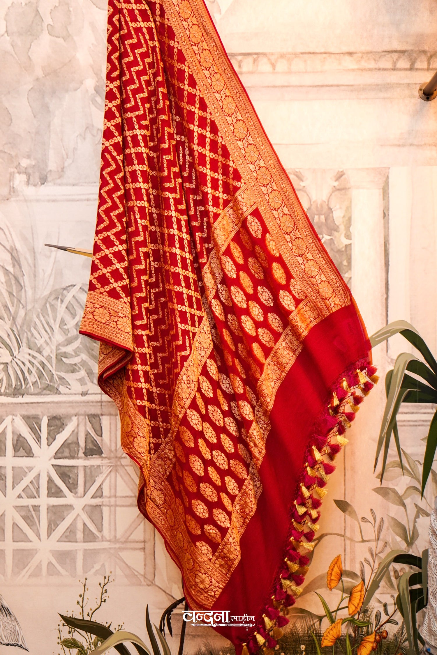 Banaras Khaddi Georgette Bandhej Dupatta