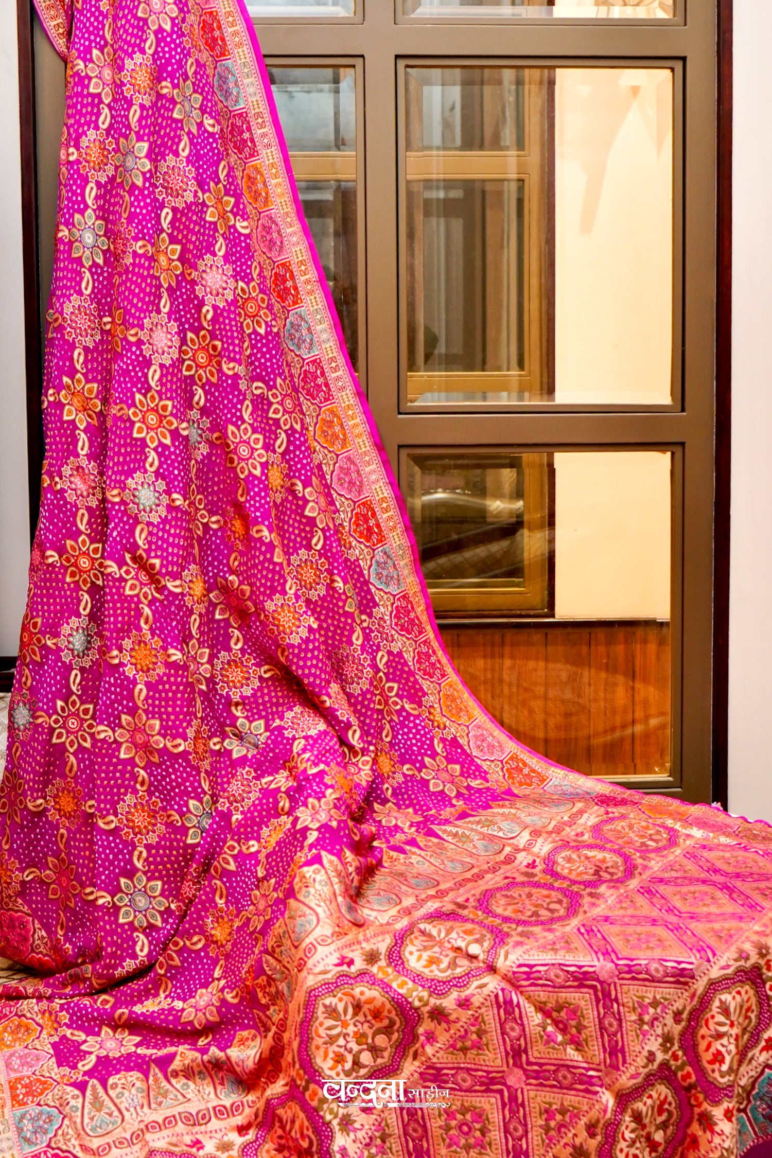 Banarasi Bandhej Khaddi Georgette Silk Saree