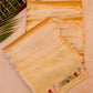 Golden Striped with Multicolored Embroidered Organza Saree