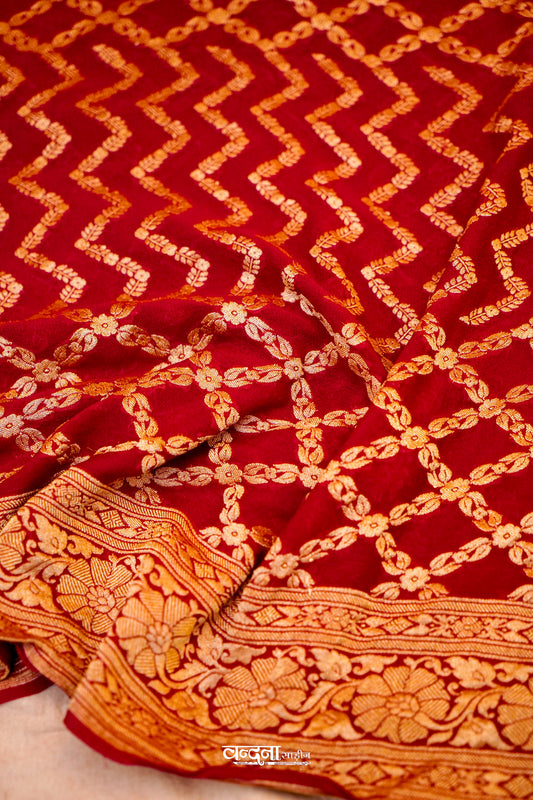 Banaras Khaddi Georgette Bandhej Dupatta