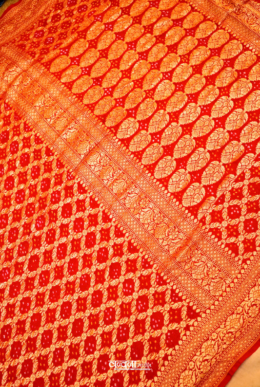 Banarasi Bandhej Khaddi Georgette Silk Saree