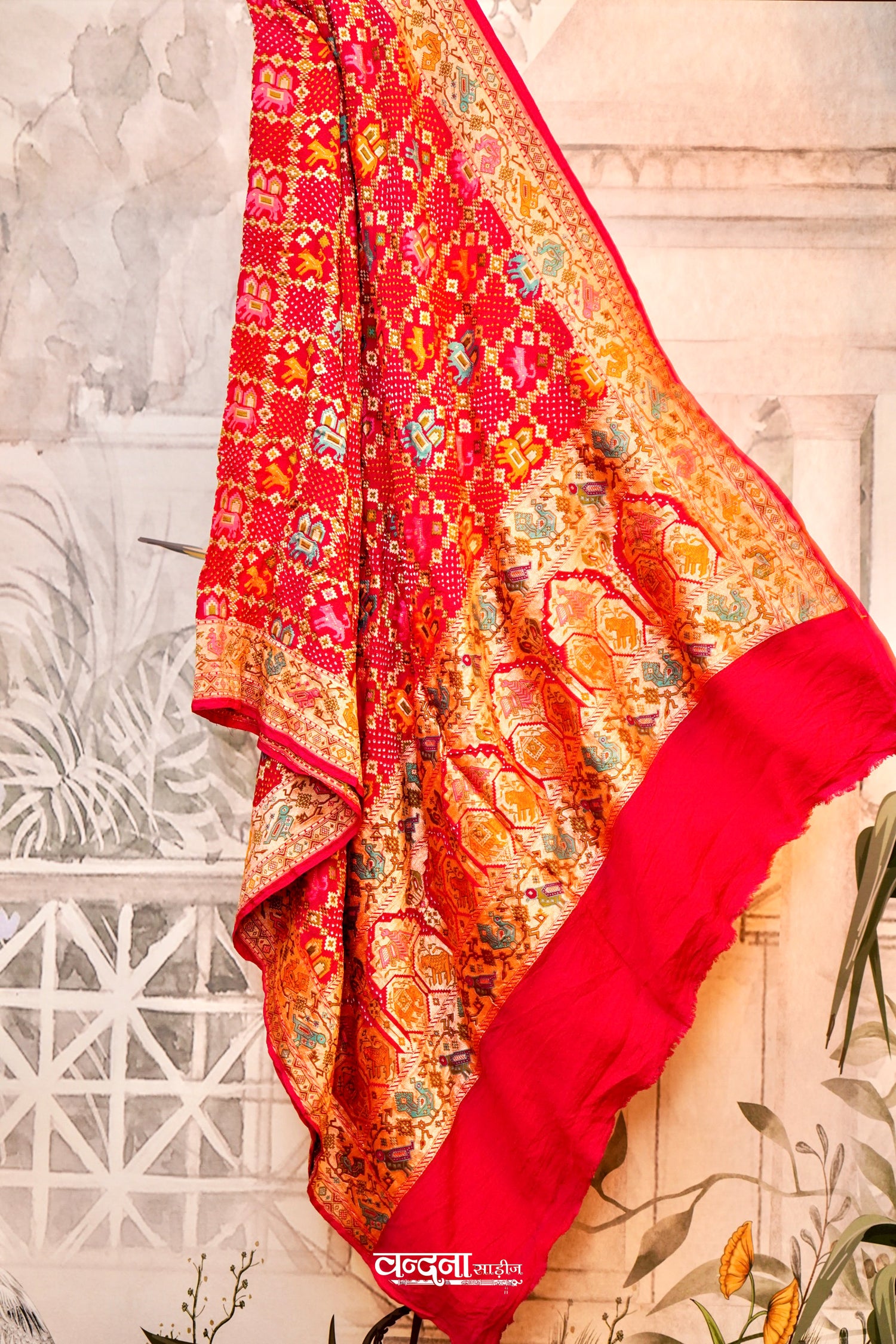 Banaras Khaddi Georgette Bandhej Dupatta