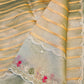 Golden Striped with Multicolored Embroidered Organza Saree