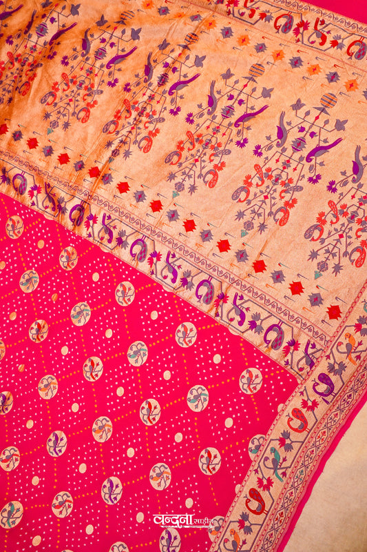 Banarasi Bandhej Khaddi Georgette Silk Saree