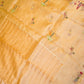 Golden Striped with Multicolored Embroidered Organza Saree