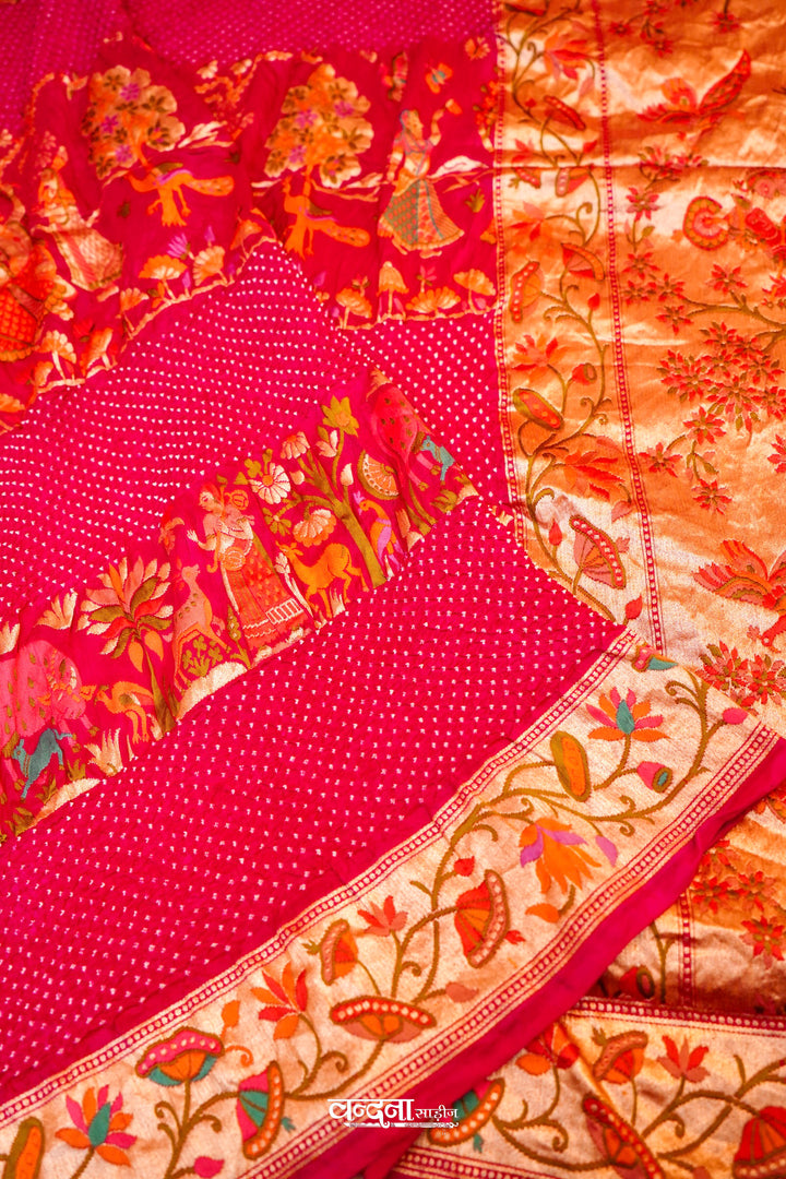 Banarasi Bandhej Khaddi Georgette Silk Saree