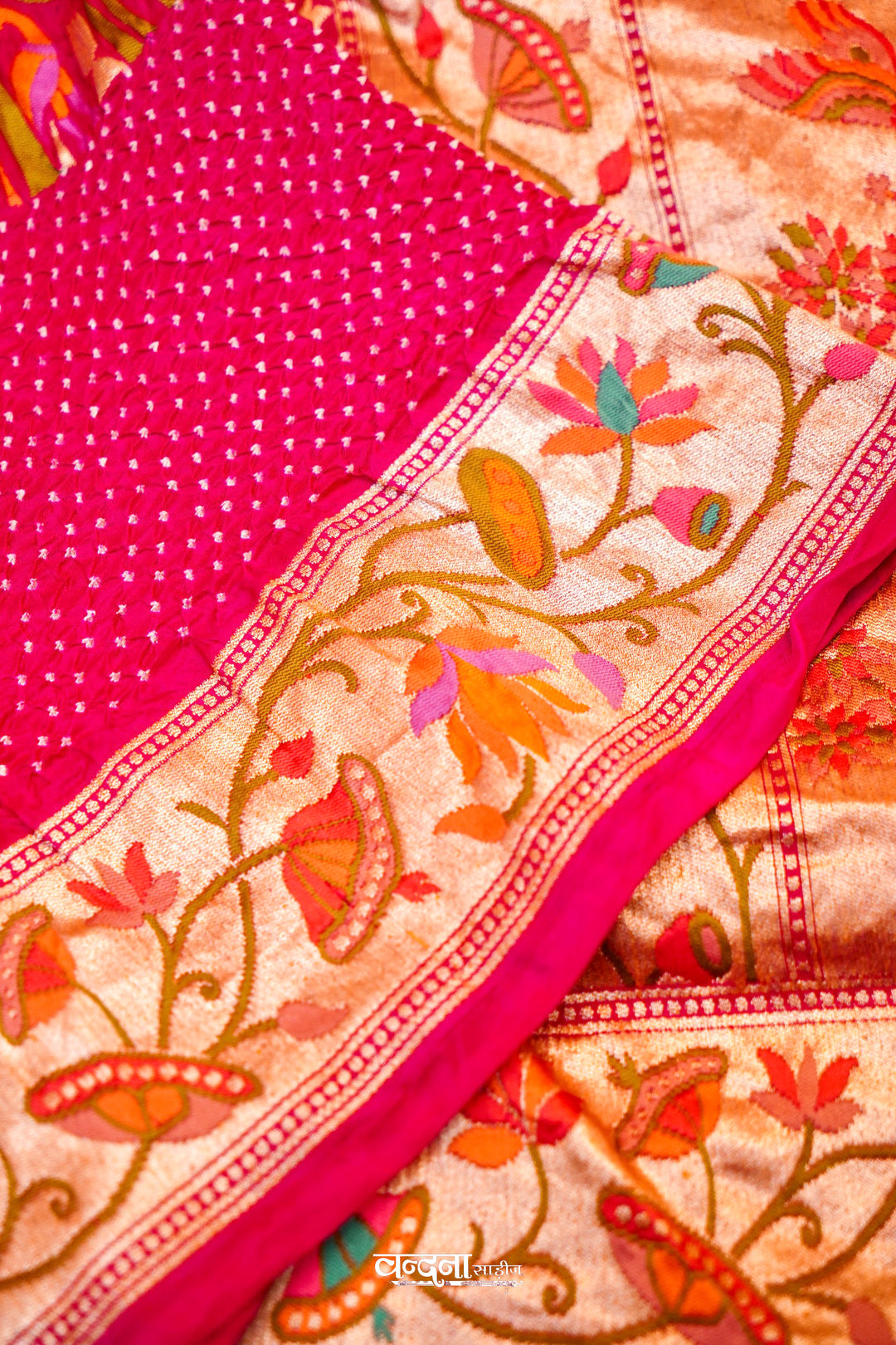 Banarasi Bandhej Khaddi Georgette Silk Saree