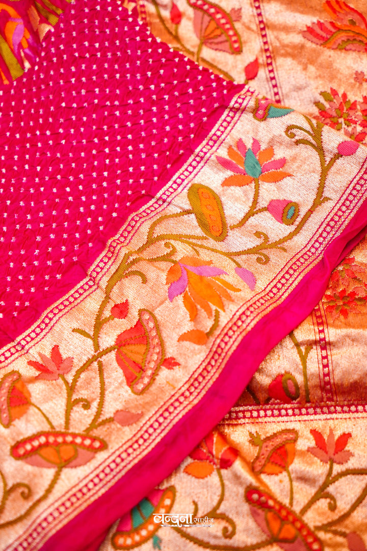 Banarasi Bandhej Khaddi Georgette Silk Saree