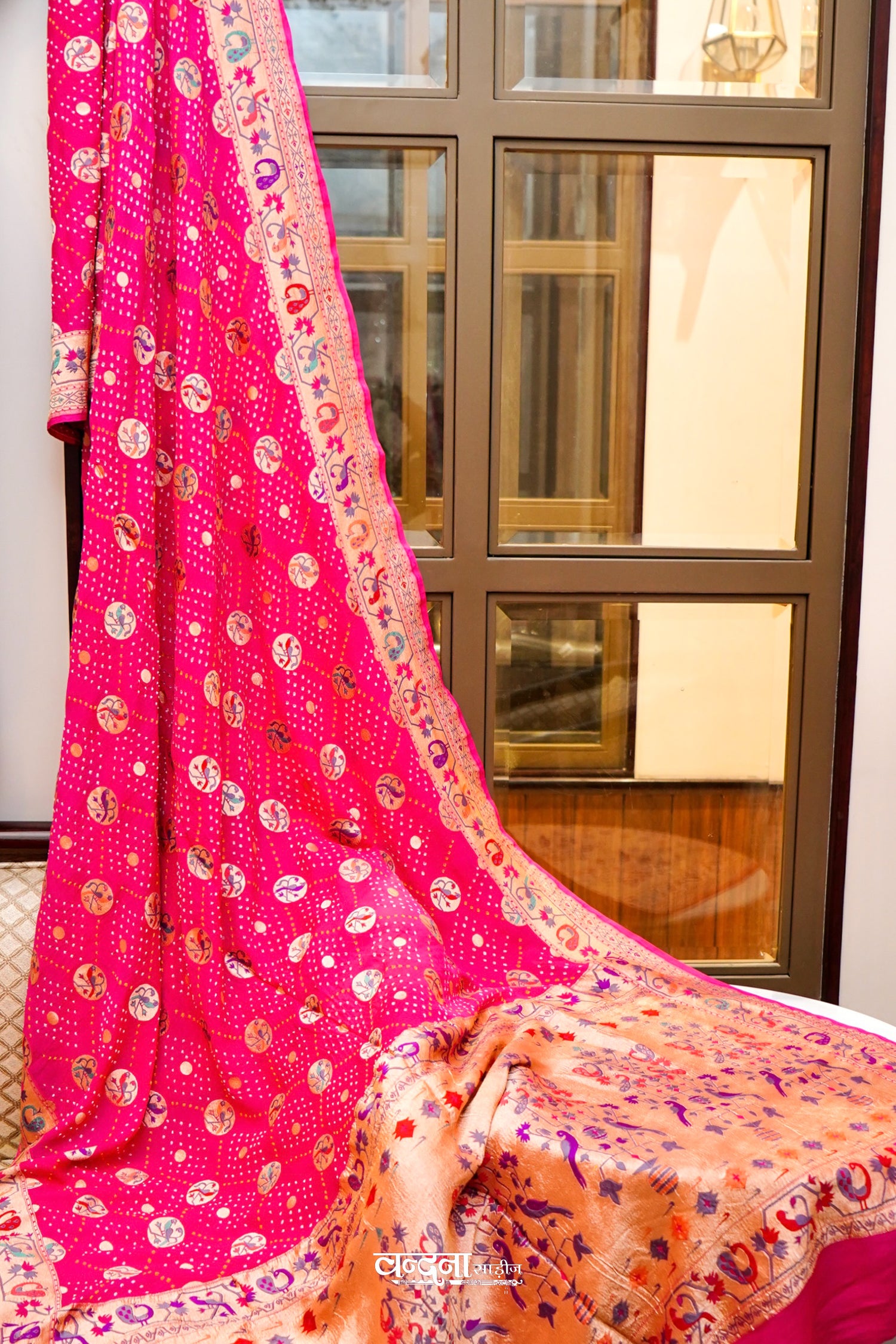 Banarasi Bandhej Khaddi Georgette Silk Saree