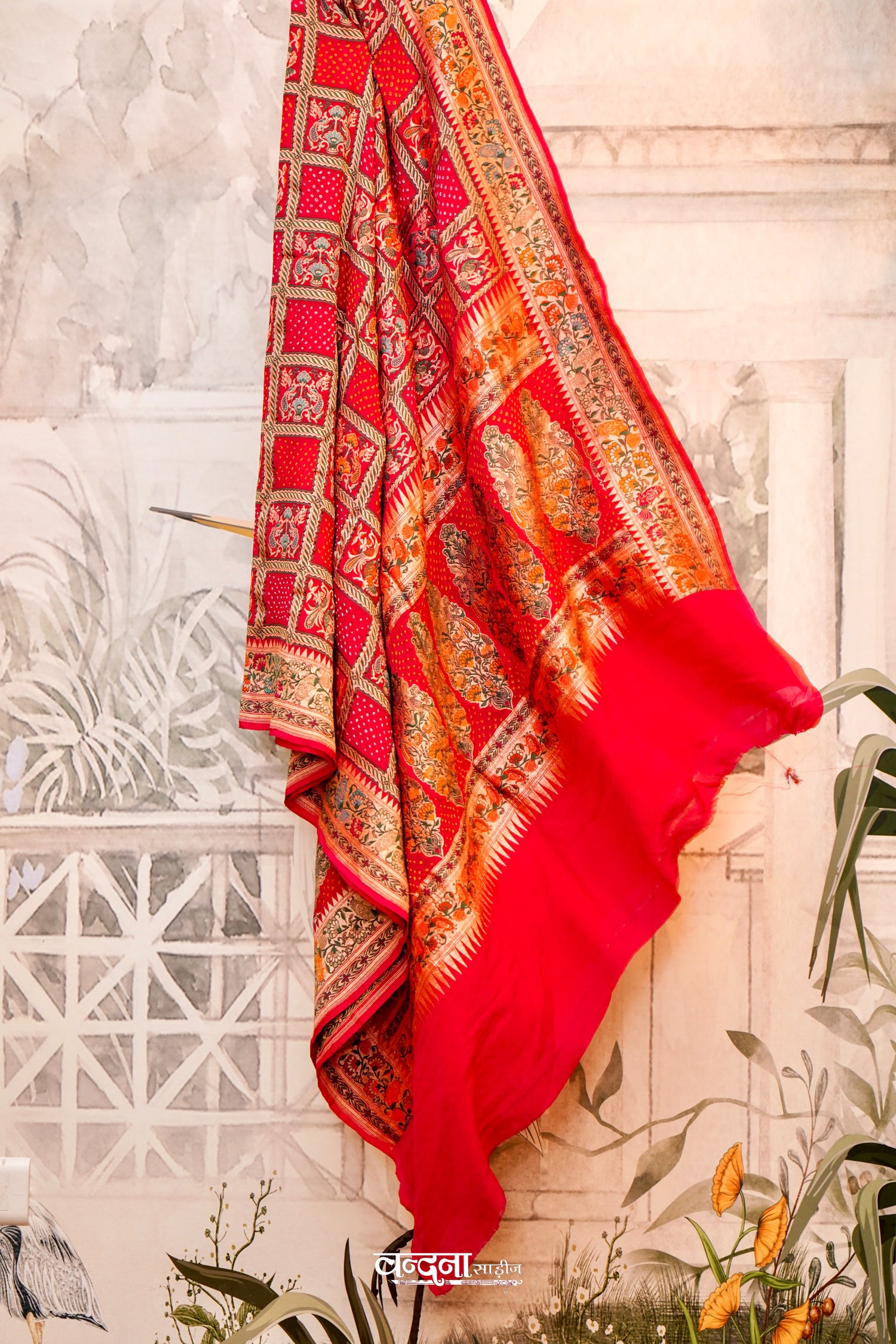 Banaras Khaddi Georgette Bandhej Dupatta