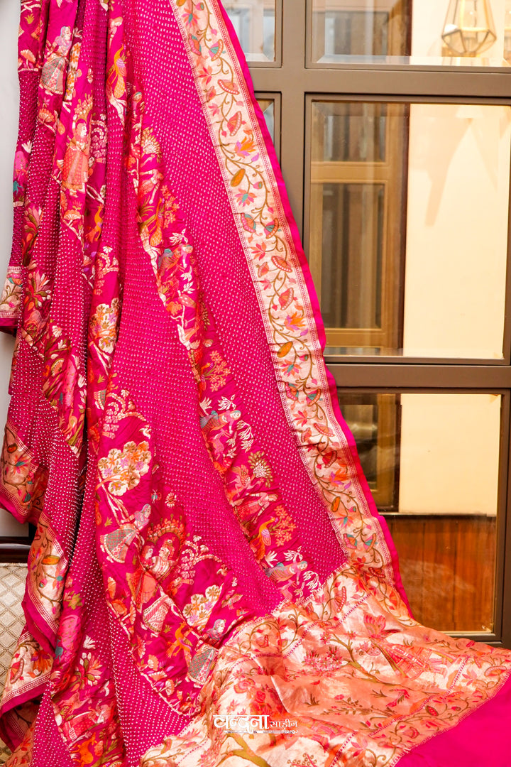 Banarasi Bandhej Khaddi Georgette Silk Saree